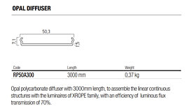 3m opálový polykarbonátový difuzor XP50A300 XROPE Arelux
