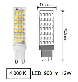 12W LED žárovka G9 GTV LD-G9P12W0-40 4000K 960lm