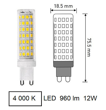 12W LED žárovka G9 GTV LD-G9P12W0-40 4000K 960lm