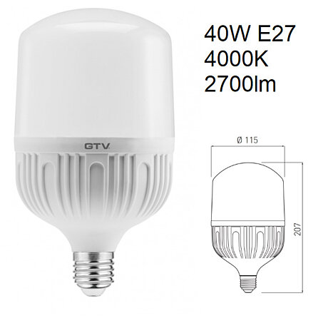 LED žárovka 40W LD-ALF120-40W E27 4000K 3600lm