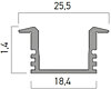 Hliníkový profil PRF052/200 pro zapuštěnou montáž 2m, IP44