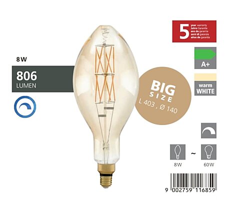 Stmívatelná LED žárovka Eglo 11685 Big Size E27 40cm