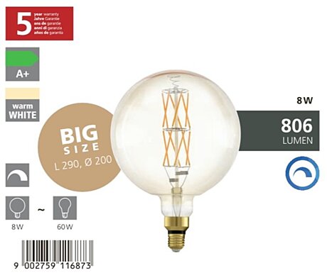Stmívatelná LED žárovka Eglo 11687 Big Size E27 29cm