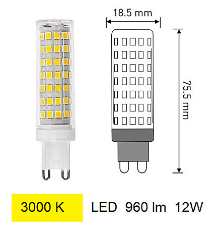 12W LED žárovka G9 GTV LD-G9P12W0-30 teplá bílá 960lm