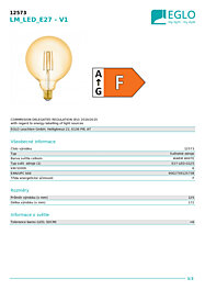 Montažní list LED žárovka 12273 Eglo 7W 600lm E27 4000K