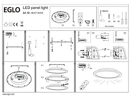 Montažní list LED svítidlo SARSINA-A 98207 s ovladačem pr.30cm Eglo