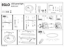 Montažní list LED svítidlo SARSINA-A 98209 s ovladačem pr.60cm Eglo