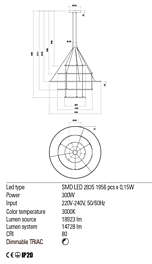 Montažní list Závěsné LED svítidlo ORBIT 01-2248-DALI 3000K, Redo Group