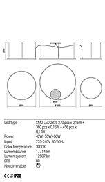 Montažní list Stmívatelné závěsné LED svítidlo Orbit 01-1954-DALI 3000K Ø 100cm, Redo Group