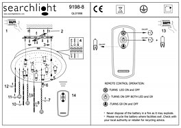 Montažní list Svítidlo 9198-8CC Searchlight s ovladačem